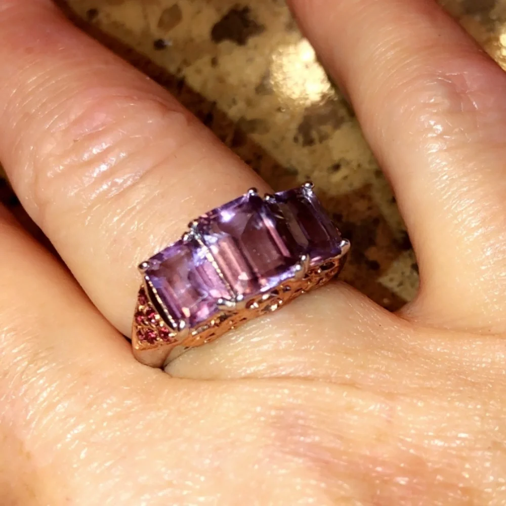 NEW in BOX 🆕 Amethyst Sterling Ring Trilogy Ring